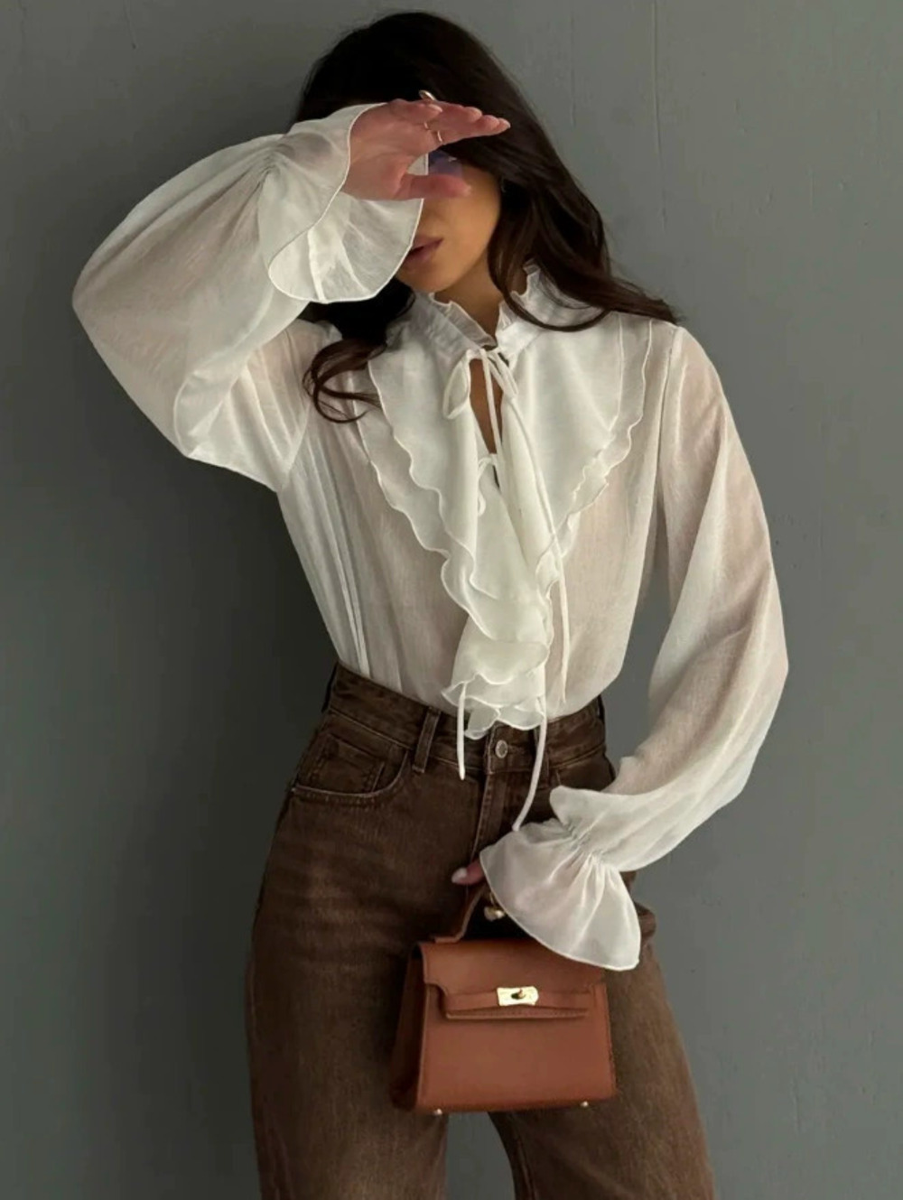 Zara Autumn Ruffle Sheer Blouse - Picture 2 of 7